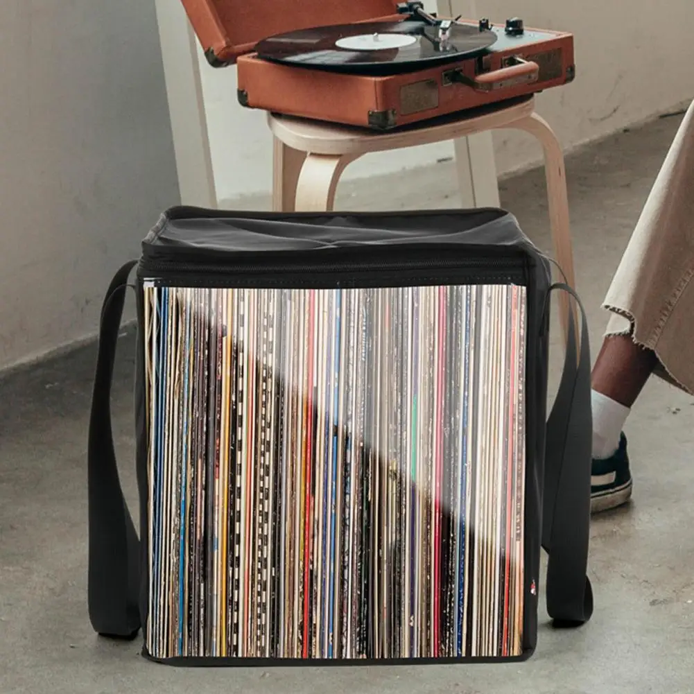 Vinyl Record Storage Case Portable carrying case shockproof dustproof safe storage bag with lid handles for 12 inch vinyl albums