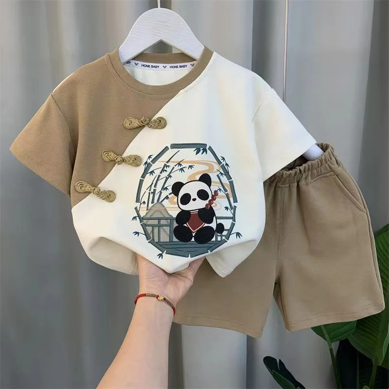 

Boys Hanfu Set 2023 New Baby Summer Children's Chinese Tang Wear Ancient Chinese Style Short Sleeve Tops Shorts Clothing Kid Set
