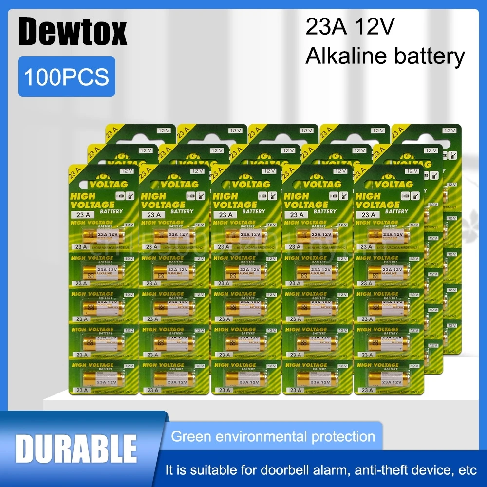 

100PCS 12V Alkaline Battery for Remote Control Doorbell Dry Cell A23 23A 23GA A23S E23A EL12 MN21 MS21 V23GA L1028 GP23A LRV08