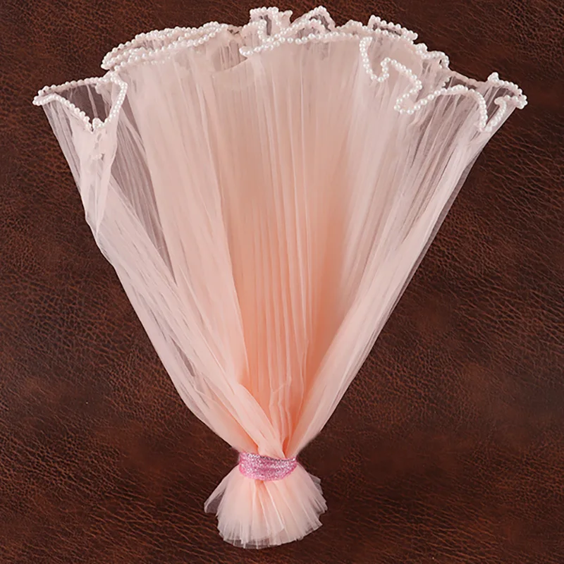 (4 Yards/bag)28cm Valentine's Day Wave Yarn Bouquet Packaging Pleated Mesh Lace Wedding Veil Holiday Party Decoration DIY Baking