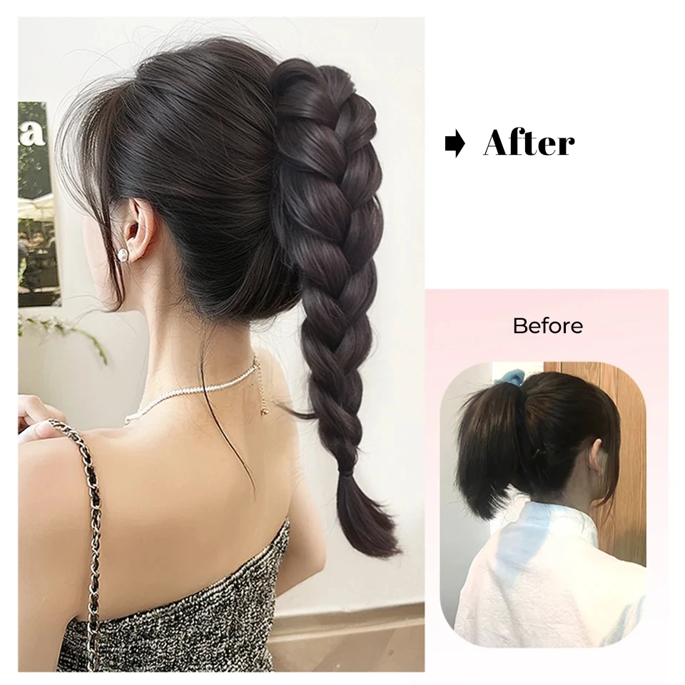 Synthetic Heat Resistant Ponytail Hair Extensions Clip On Braid