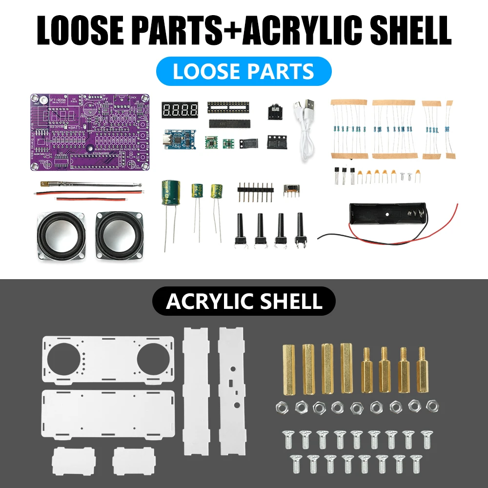 DIY Electronic Radio Kit with LCD Display & Type-C Charging