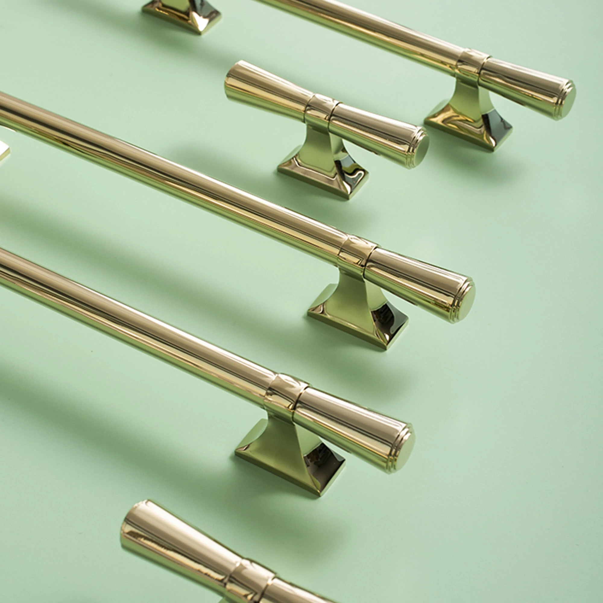 Italian high end Furniture Handles Hardware Solid Brass Gold Silver Bright Handle Light