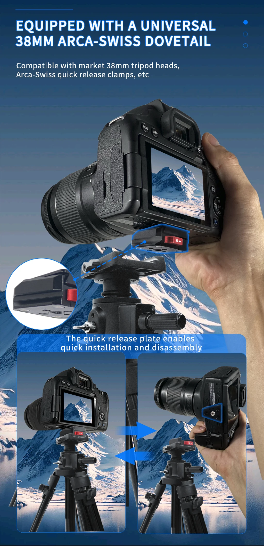 Aluminum V-Lock Battery Mounting Plate Clamp Quick Release for ARCA Tripod Gimba