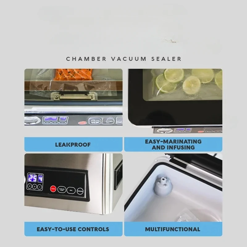 Chamber Sealer Machine Wet Foods Meat Vacuum Packing Machine Compact with Vaccum Sealer Bar