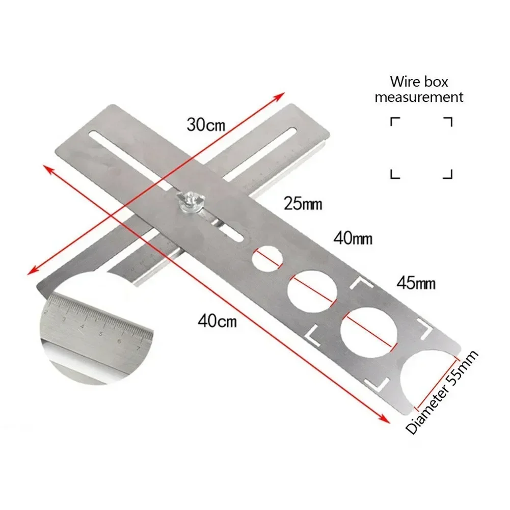 Multi-Functional Stainless Steel Ceramic Tile Hole Locator Ruler Adjustable Punching Hand Tool House Decorated Work 1pc tile hole locator