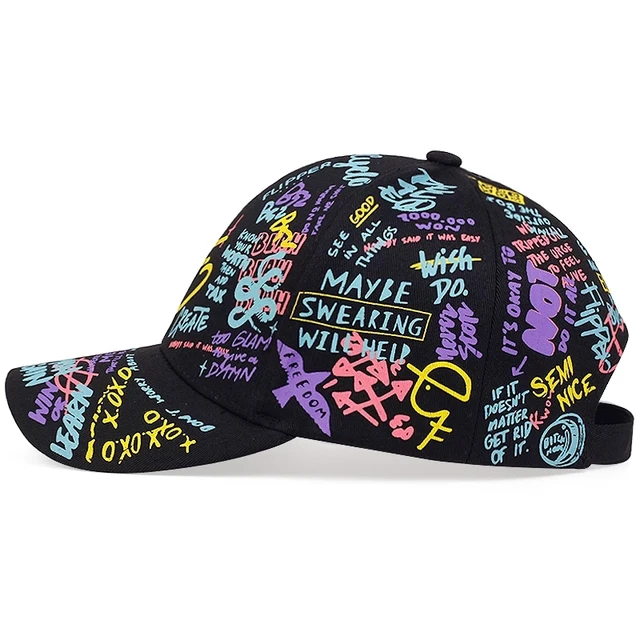 Berretto da baseball con lettera di moda Graffiti Cappellino Hip Hop con visiera Cappello a molla da uomo Berretto in cotone con snapback regolabile per cappelli da donna_voghion.com