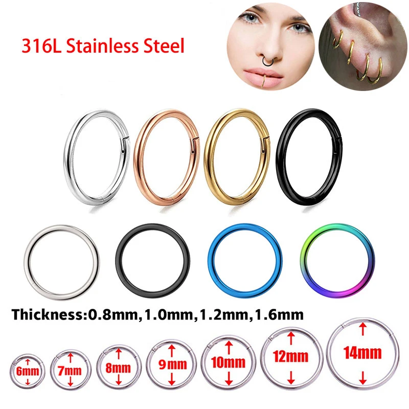 10/50pcs 316L Stainless Steel Earring Nose Rings Septum Piercing