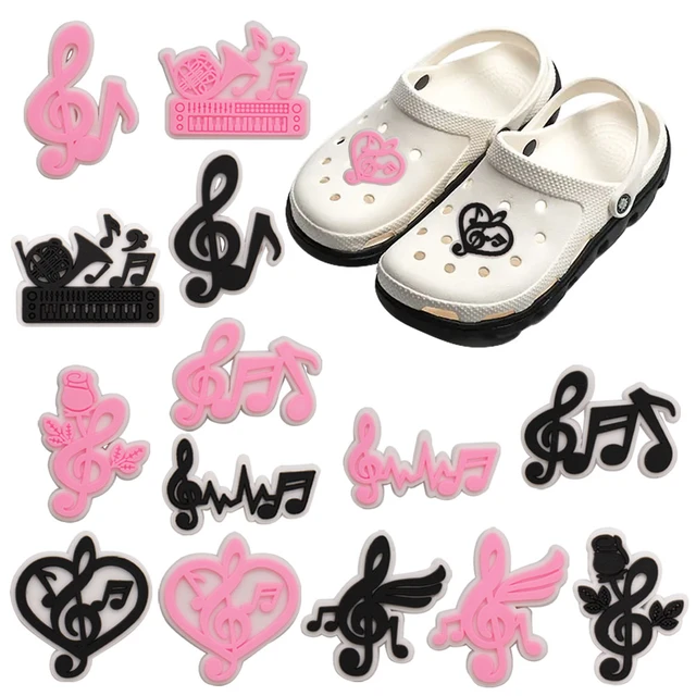 Single Sale 1-16pcs Shoe Charms Pink Black Musical Note