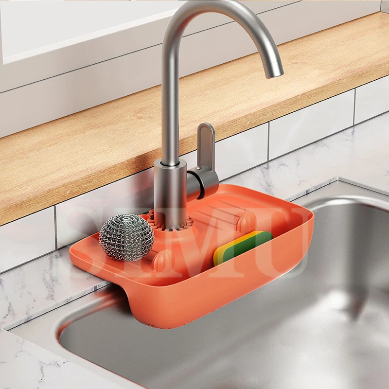 

Silicone Kitchen Faucet Mat Sink Splash Pad Drain Pad Bathroom Countertop Protector Shampoo Soap Dispenser Kitchen Sink Storage