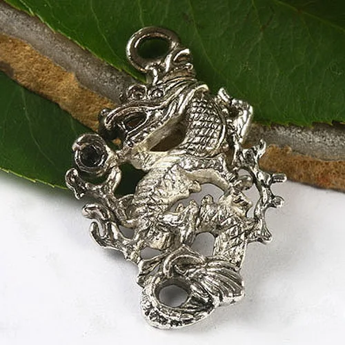 

5pcs 40*28mm Tibetan Silver Tone Legend Dragon Charms H2665 Charms for Jewelry Making