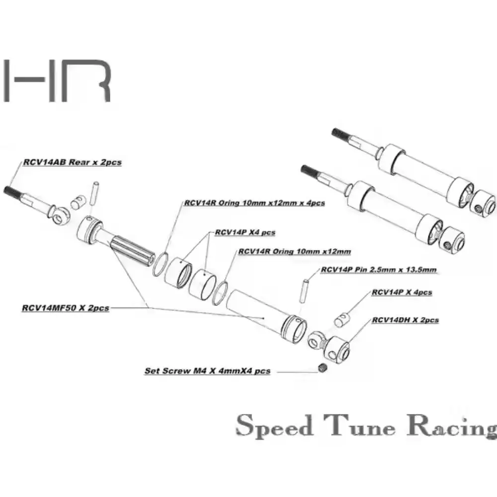 Arbre d'entraînement CVD acier renforcé Hot Racing pour Traxxas 2WD