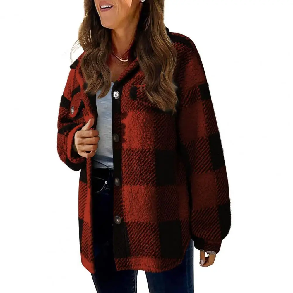 

Ladies Winter Coat Women Long Sleeve Coat Stylish Women's Winter Coats Plush Colorblock Jackets with for Fashionable