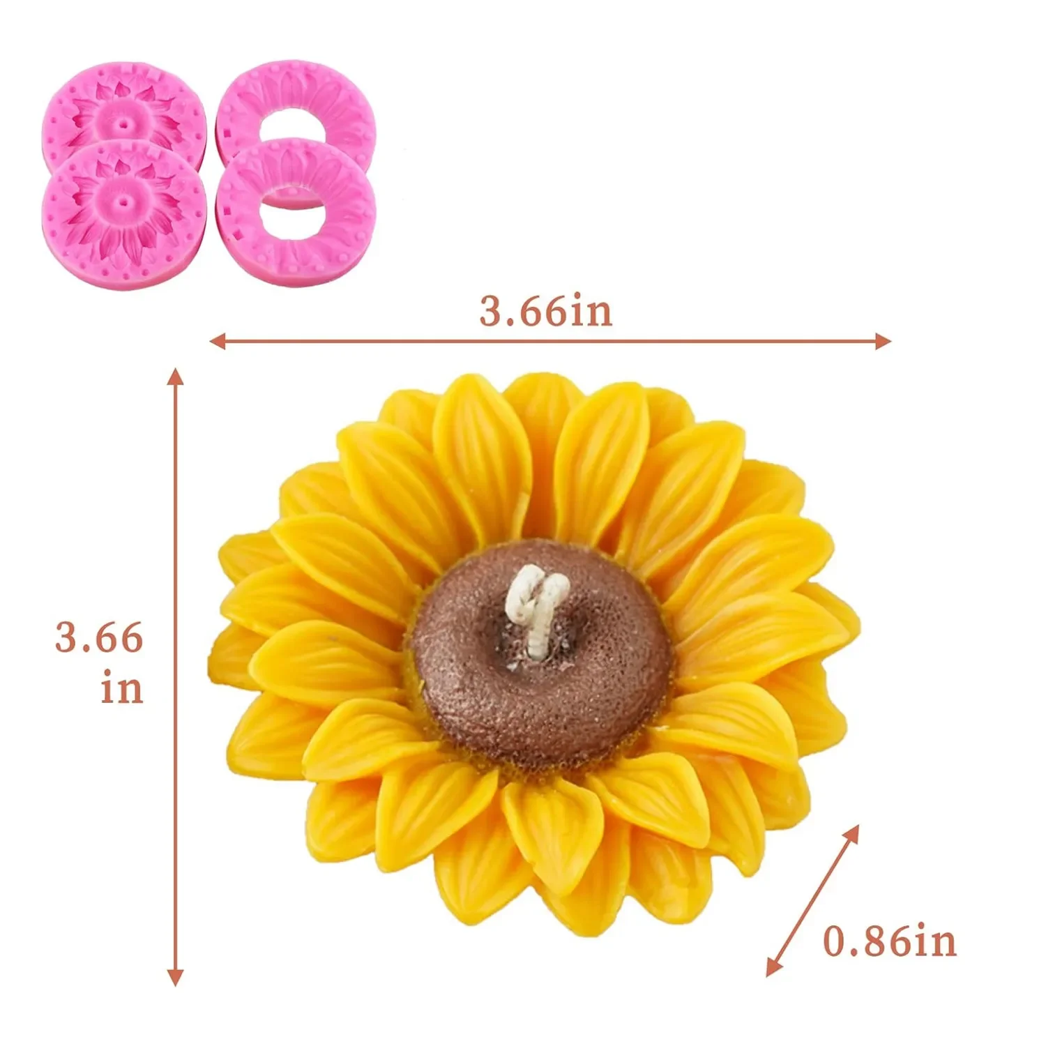 Sunflower Candle Molds Peony Rose Flower Silicone Mould for Polymer Clay Diy Resin Cake Soap Craft Fondant Making Supplies Tools