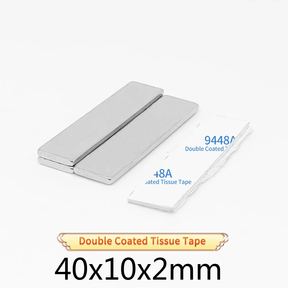 2/5/10/20/30/50 Pz 40X10X2Mm Blocco Magnete Al Neodimio Terre Rare Con Nastro 3M 40*10*2 Magneti Potenti Rettangolari Potenti 40X10X2