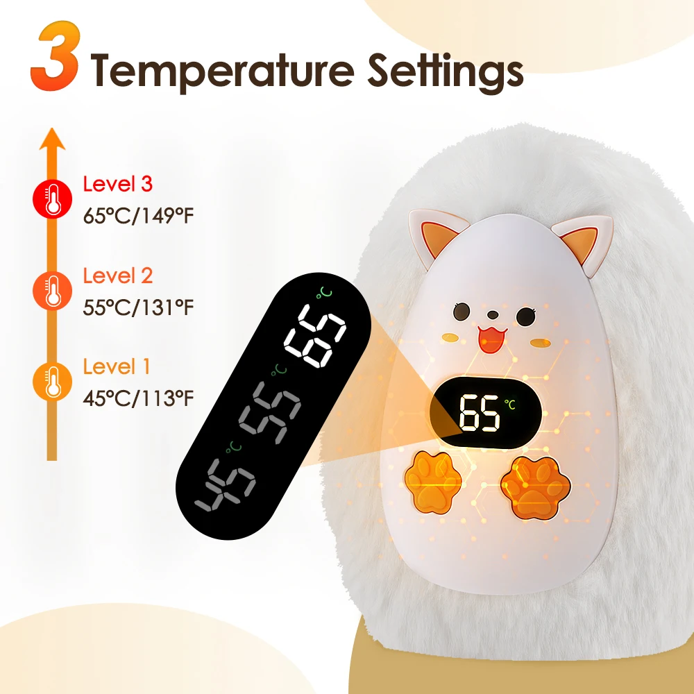 3 Temp Adjustable Electric Plush Hand Warmer Portable Fast Heating Pocket Heater Winter Gift for Men And Women