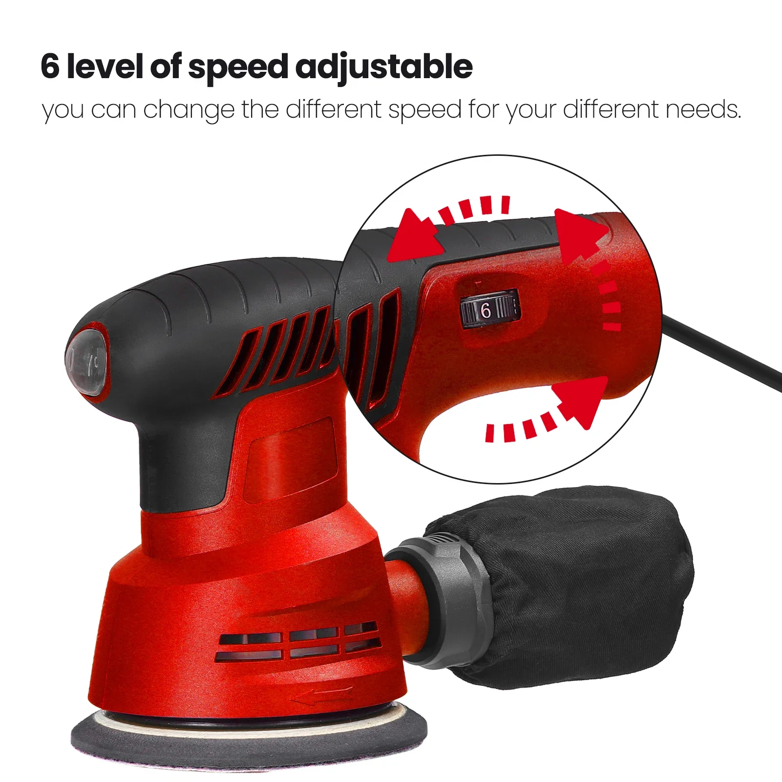 

300W Orbit Electric Sander 5 Inch 125mm Sanding Plate Electric Eccentric Sander Wood Processing Furniture Car Polishing Machine