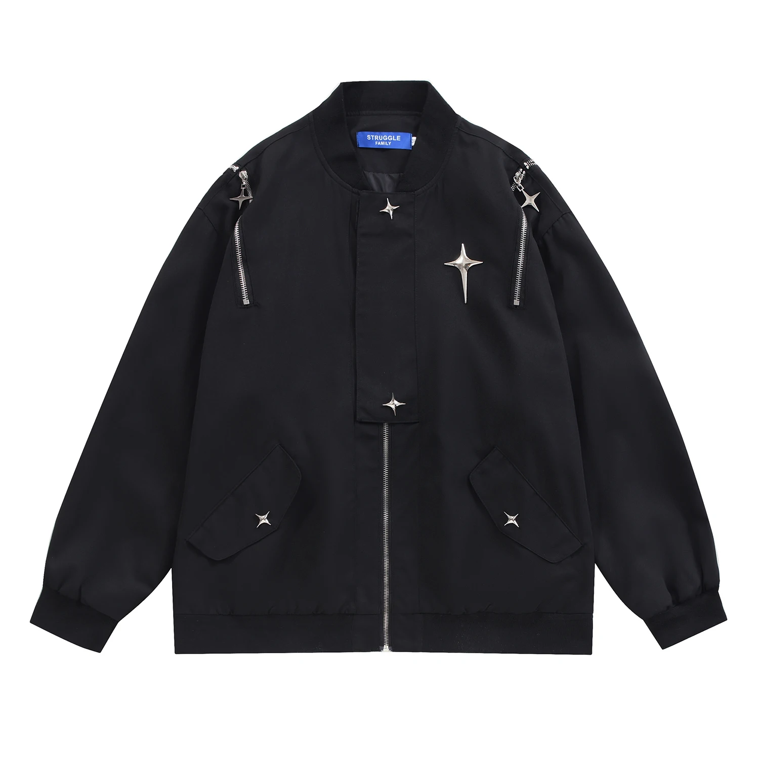 

Original Metal Zipper Up Jacket Men's and Women's Fashion Casual Oversize Premium Baseball Uniform Vintage Cargo Outwears