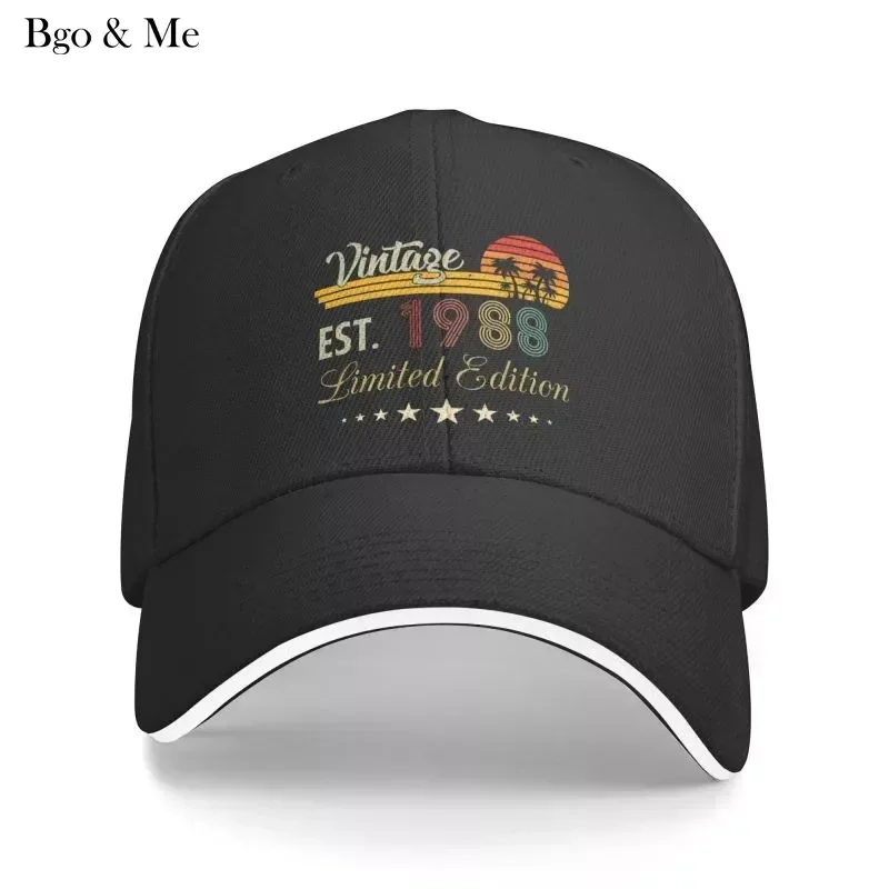 

2024 New Fashion Unisex Vintage Est 1988 Limited Edition Birthday Baseball Cap Adult Adjustable Dad Hat Men Women Sports