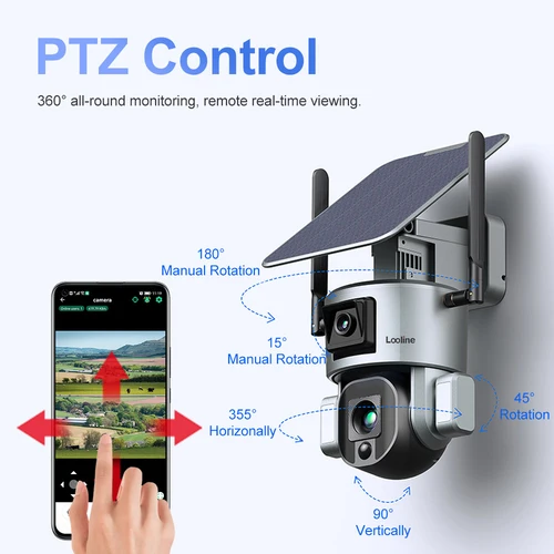 UHD 4K 8MP 태양열 카메라 야외 4G/Wifi 카메라, 방수 등급 IP66 휴머노이드 보안 추적 카메라 PTZ 감시 CCTV 캠 2
