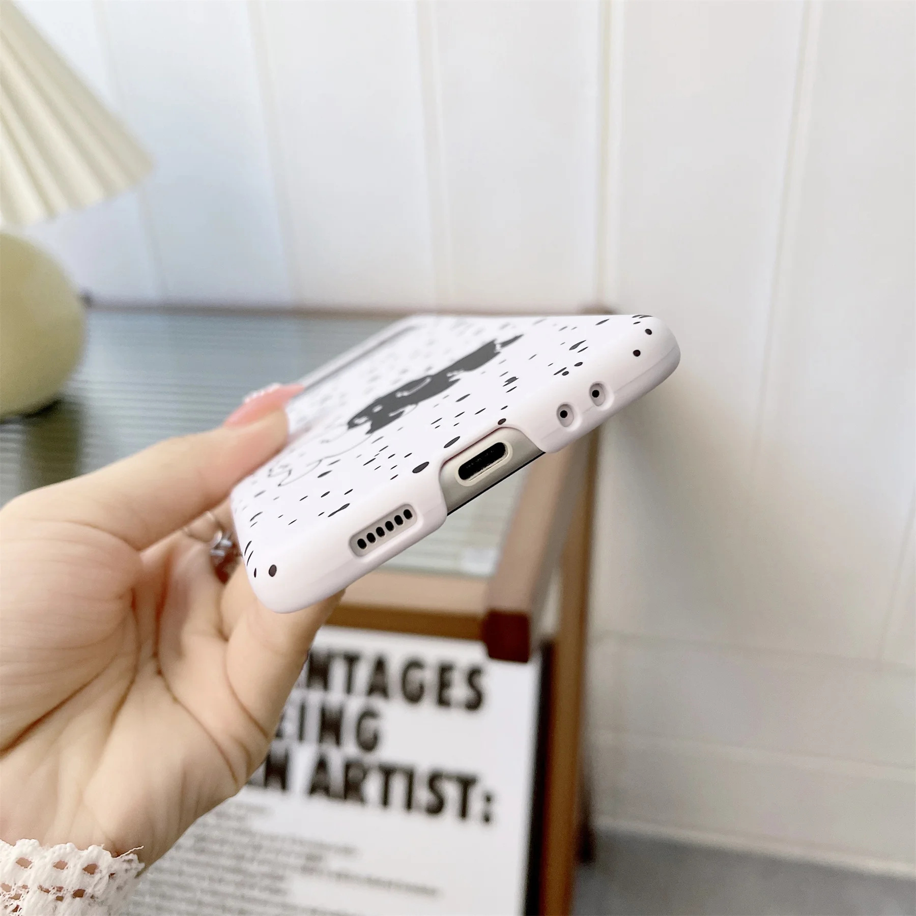 galaxy z flip3 phone case Luxury Ins Korean Cute Cartoon Line Dog Puppy Spot Aesthetic Case for Samsung Galaxy Z Flip 3 5G Z Flip3 Flip4 Zflip3 Back Cover samsung z flip3 case