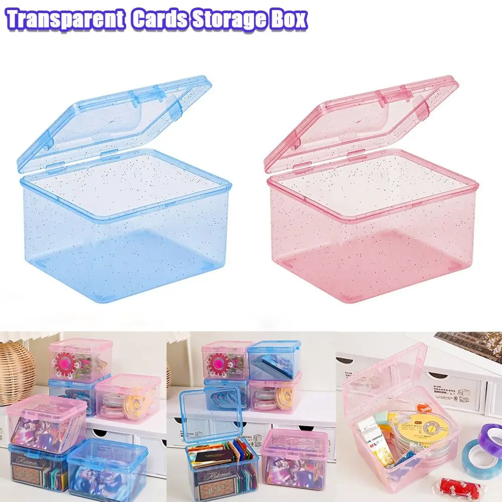 Transparent Plastic Storage Box Rectangular Shape Jewelry Container Collection Box Small Card Holder Dust-proof Cards Box 5