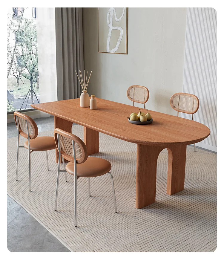 Solid Wood Island Dining Table Integrated Special-shaped Rectangular Wall Oval Household Desk Dining Table And Chair Combination