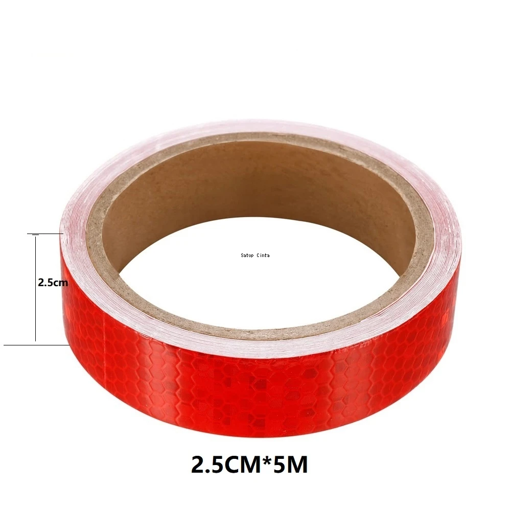 Red Shining Stars Reflective Safety Tape - Waterproof Adhesive Warning Strip