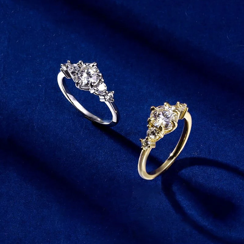 Rrjzz 1CT 6,5 mm zertifizierter Moissanit-Verlobungsring für Frauen, D-Farbe, VVS1, Rundschliff, Labor-Diamantimitation, Ring, Schmuck, Geschenke – Detail 2