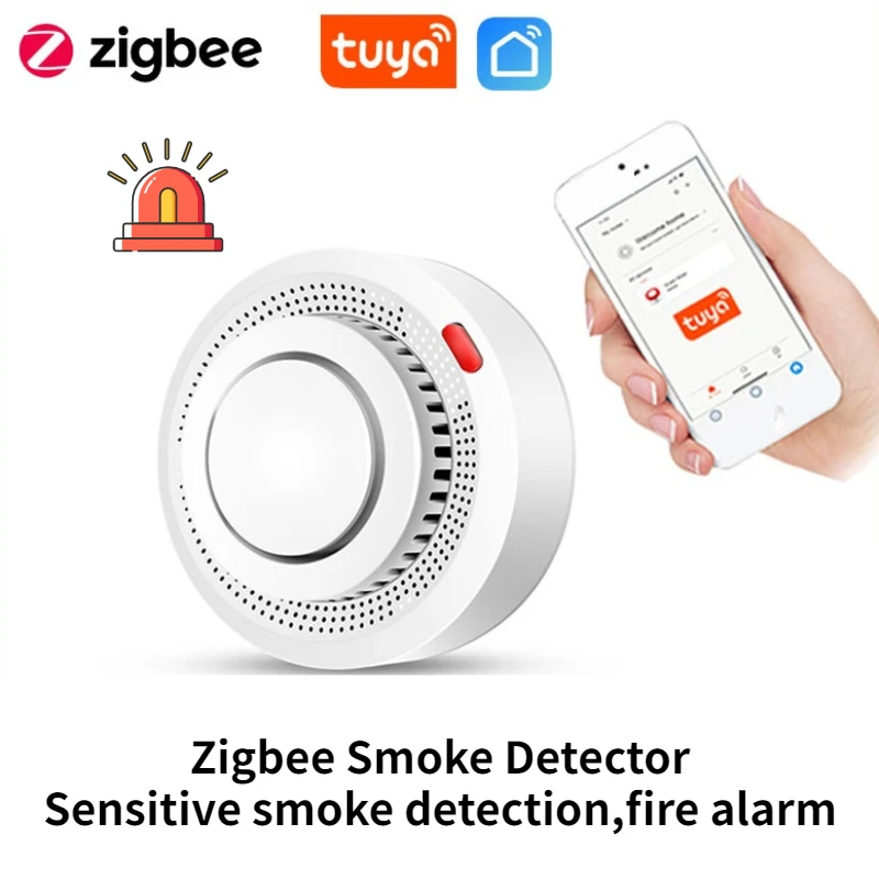 

Zigbee Smoke Detector Tuya Smart Home Fire Sensor Kitchen Security Alarm Smoke Sensor Aloud Alarm Work with Smart Life APP Zigbe