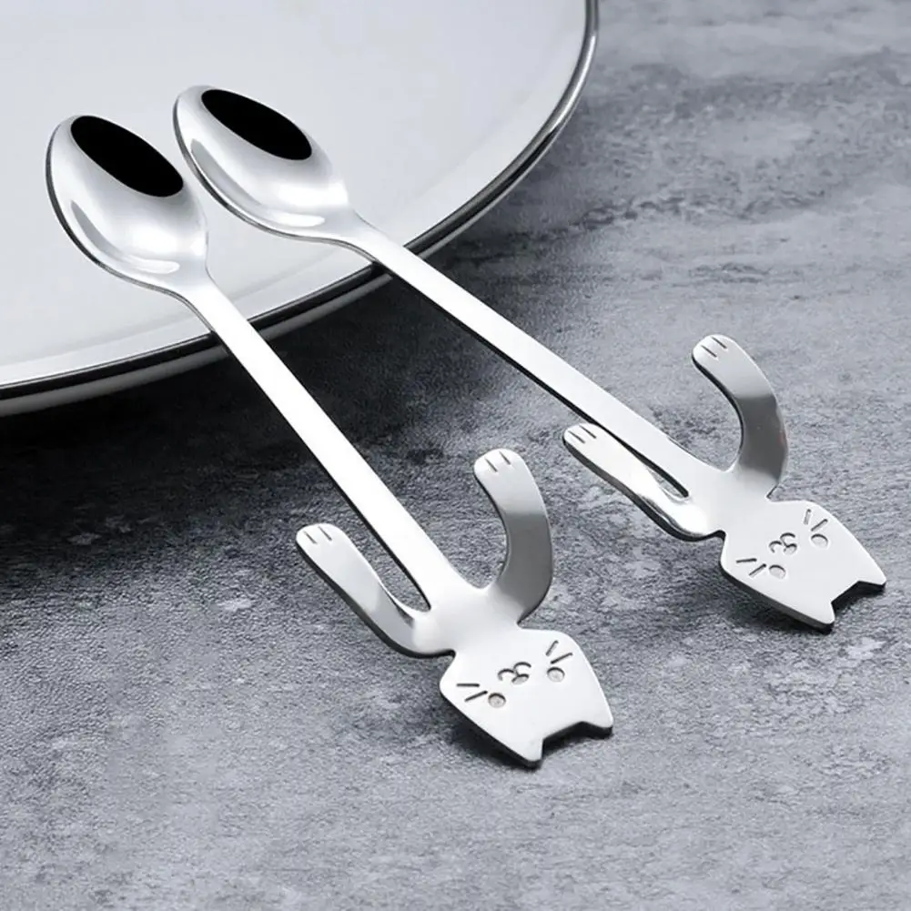 

Creative Funny Cartoon Cats Coffee Tea Hanging Spoon Long Handle Stainless Steel Cute Ice Cream Spoon Kitchen