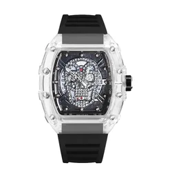 Men's Trendy Transparent Sports Watch - Stylish Waterproof Design (Black)
