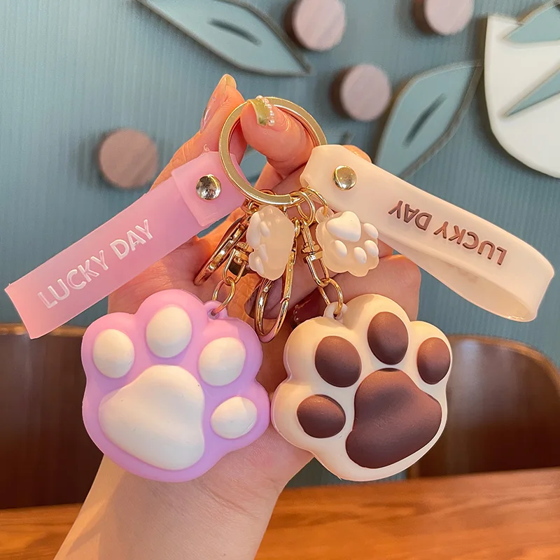 

Kawaii Anti Lost Keyrings Cute Cat Paw Pendant Keychain Backpack Handbag Decor Korean Stationery Kids Gifts Office Supplies