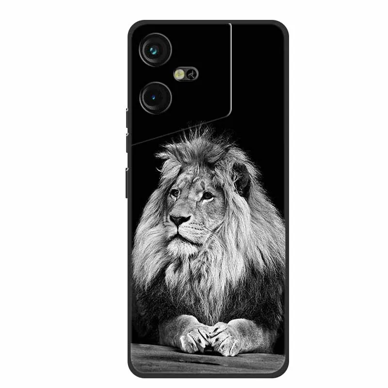 Luxury Soft Silicone TPU Phone Back Cover with Animal Wolf Design