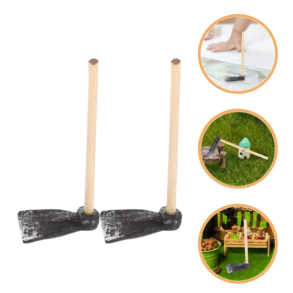 

2 Pcs Mini Hoe Garden Tool Dollhouse Plastic Miniature Toy Desktop Decor Wear Resistant Farm Tools Adorable Dollhouses