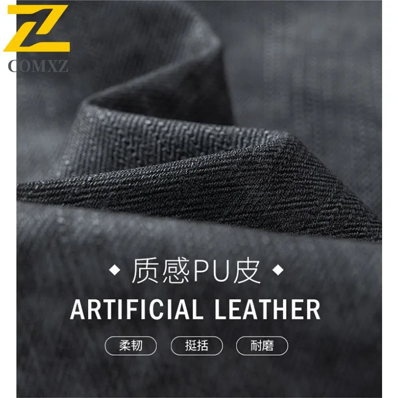 Men Autumn Workwear Jacket Heavyweight PU Leather Biker Coat Notch Collar Water-Resistant Windproof Vintage Motorcycle Outerwear