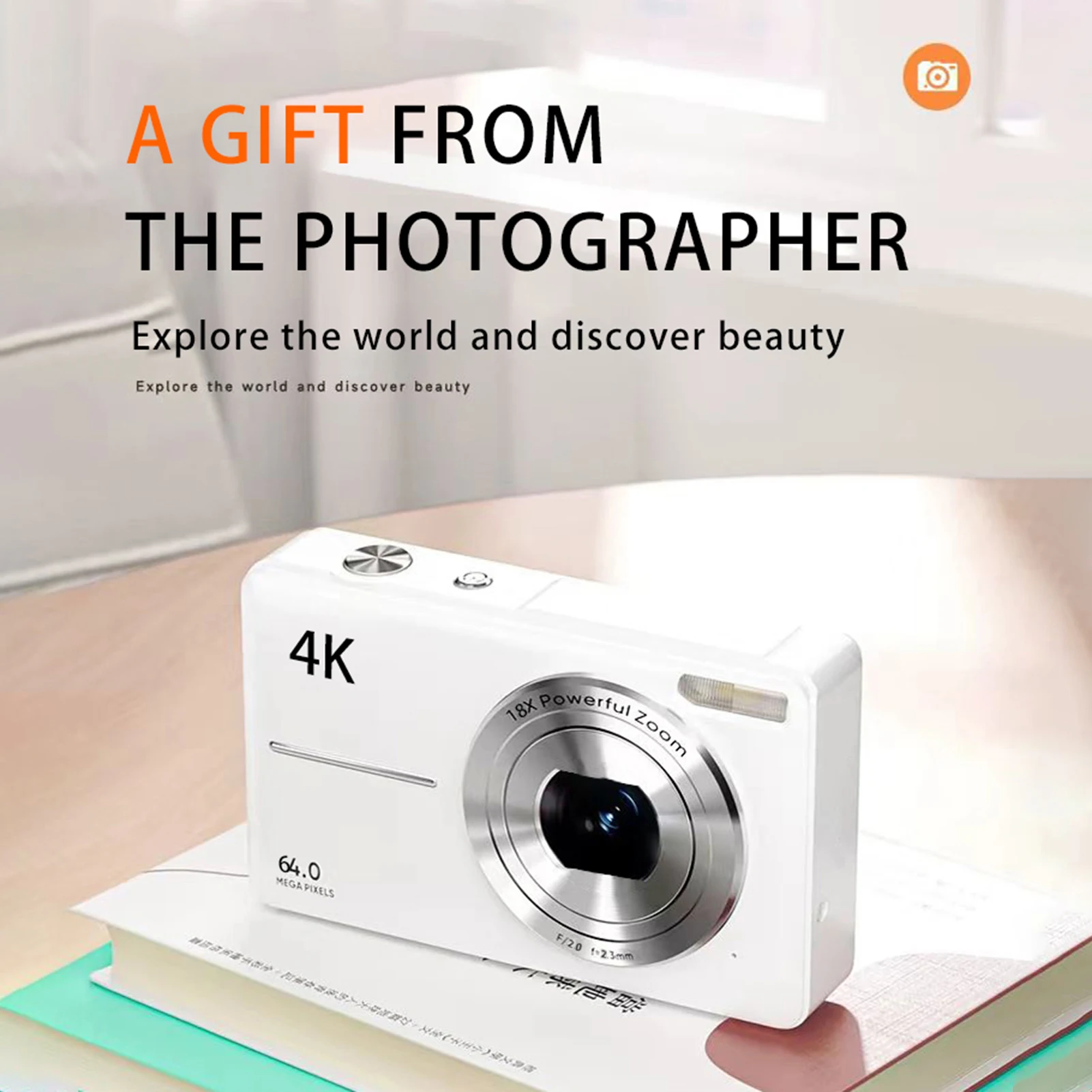 Fotocamera digitale 4K Fotocamera per vlogging con messa a fuoco automatica HD 48MP con videocamera per schermo grande da 2,4 pollici Fotografia per bambini Studenti Adulti