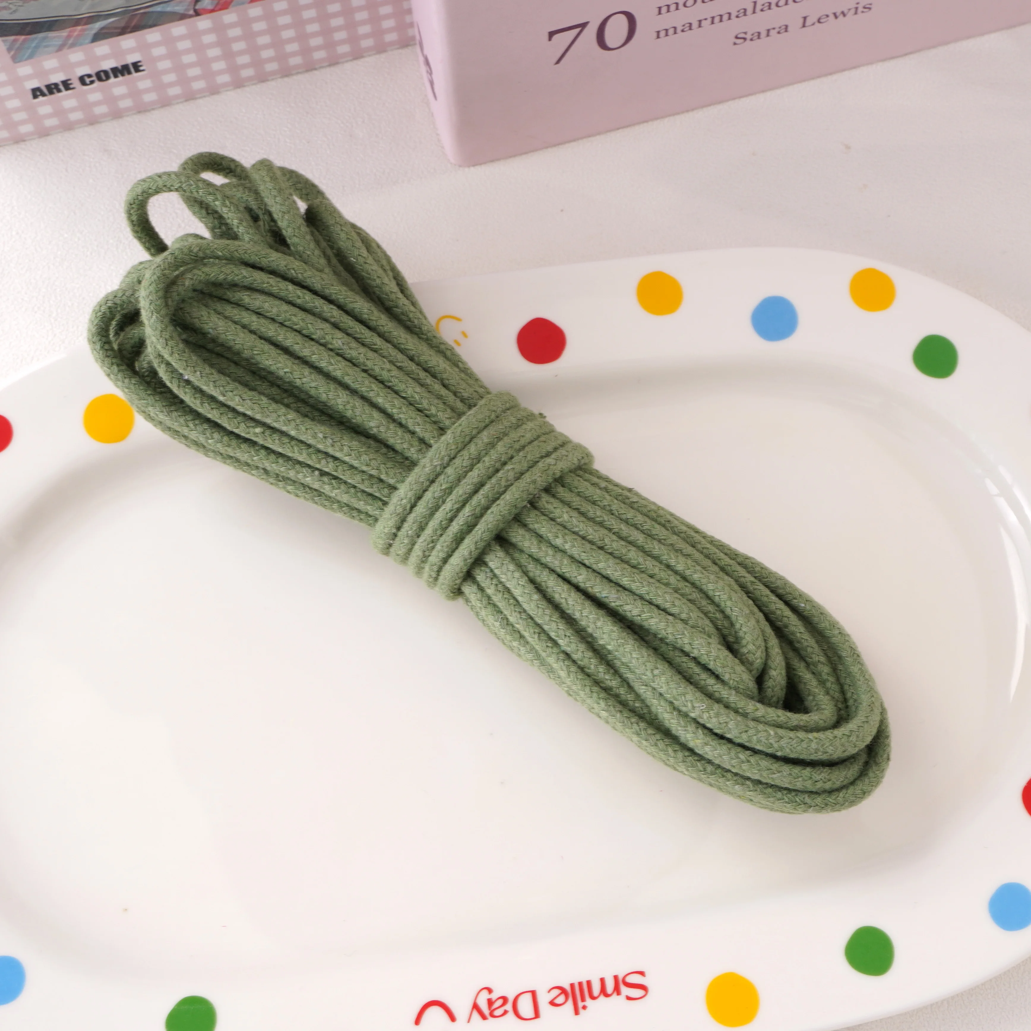 10-Meter Pack of 4mm Multi-Color Braided Cotton Rope for Crafts and Home Decor