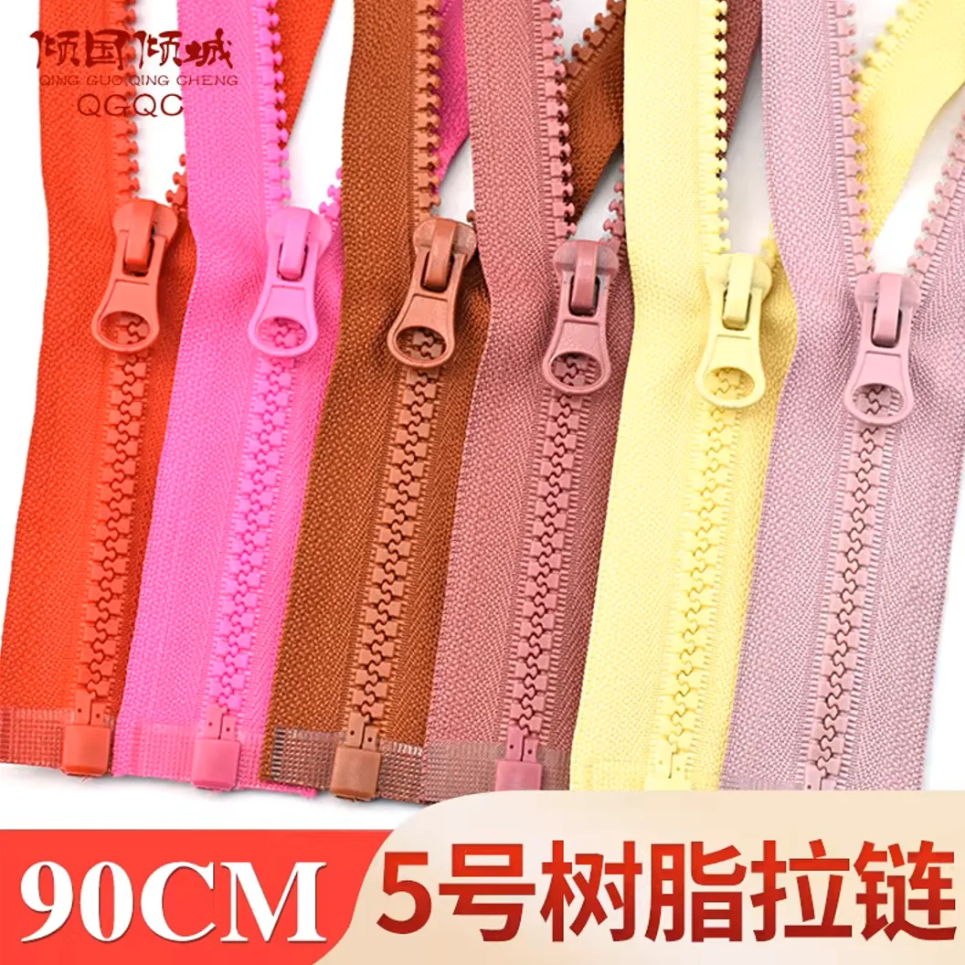 90cm 5    오픈엔드 자동 잠금 레진 지퍼 재봉용 재킷 코트 다운 레드 티스 지퍼 DIY 의류 액세서리