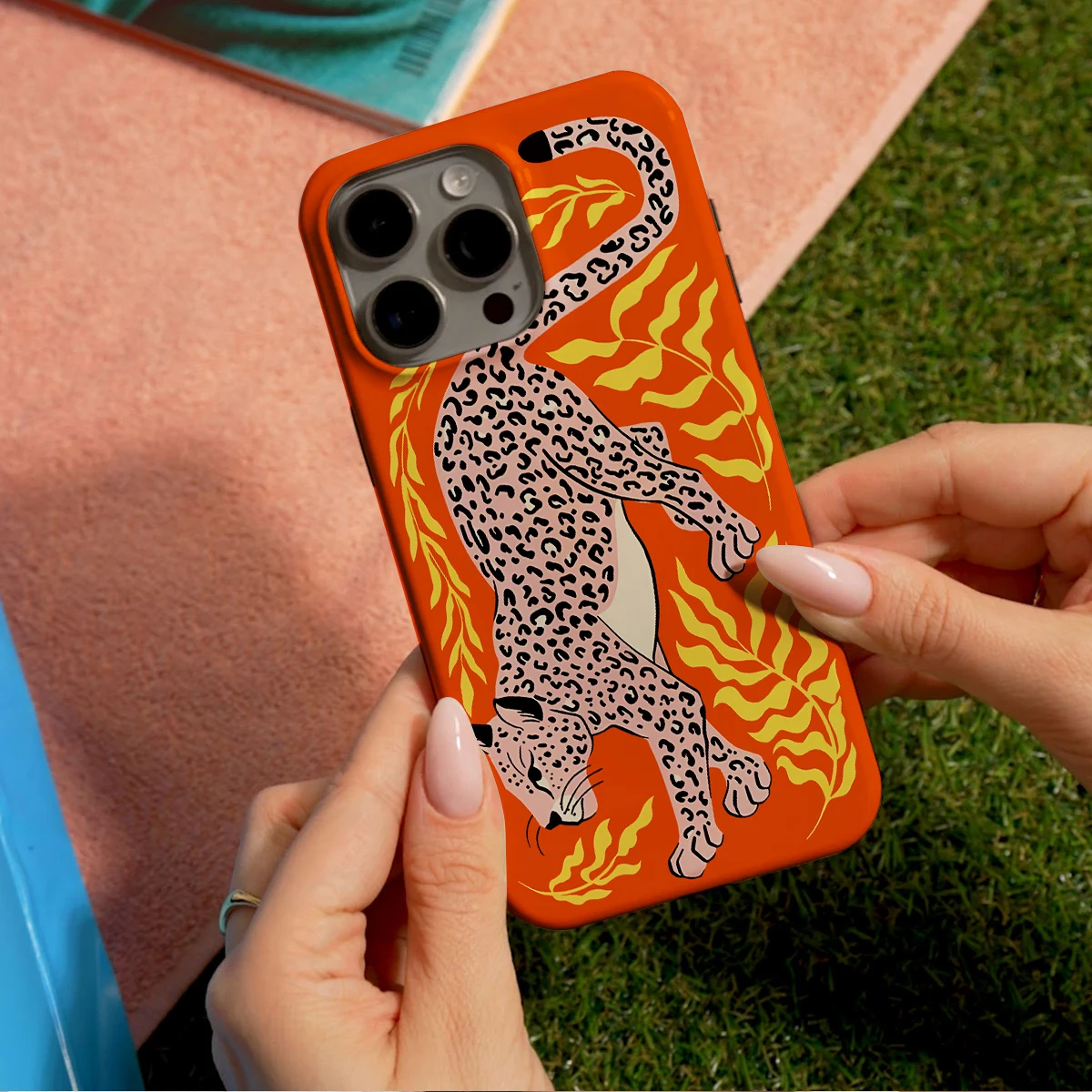 Orange Leopard Shockproof Hard Acrylic Phone Case