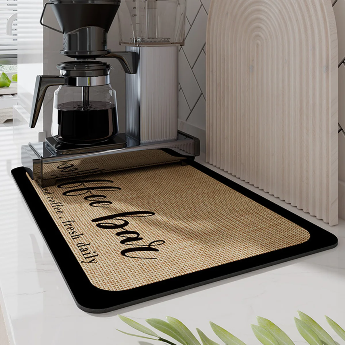 1pc, Coffee Maker Mat For Kitchen Counter Protector, Rubber Padded,  Absorbent Dish Drying Mat, Super Absorbent Anti-slip Coffee Mat, Absorbent  Coffee