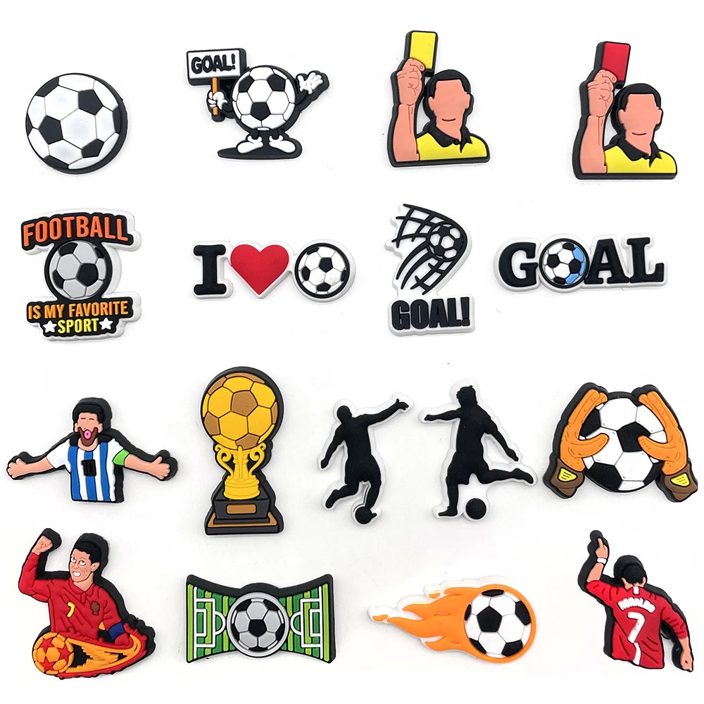 

Hot 1pcs Soccer Football Shoe Charms for Croc Accessories Pin Clog Sandals Decoration Kids Women Men Party Favor Gifts