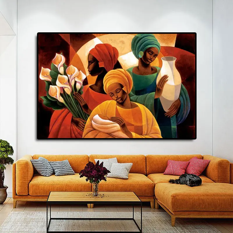 

Vintage African Women Portrait Posters and Prints Black Girls Wall Art Canvas Painting Decorative Picture for Living Room Decor