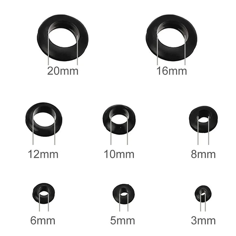 Description Picture 3 of item200pcs 3/5/6/8/10/12/16/20mm Rubber Seal Ring Oil Sealing Grommet Gasket for Protect Wire Cable Hole Protection Ring Shim Washer