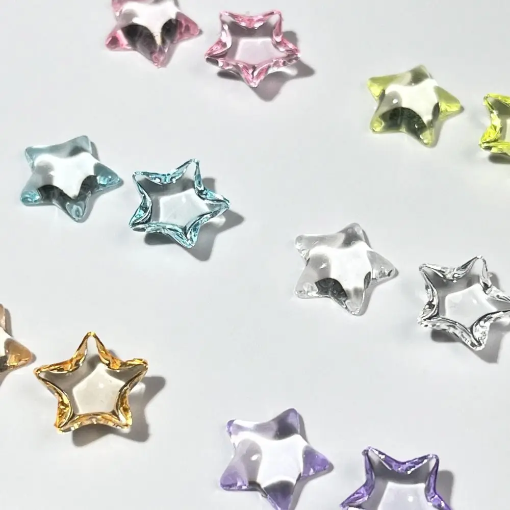 

50 Pcs Shiny Mocha Star Nail Decorations Ice Clear Resin Stars Nails Accessories Water Wave Flat Back 3D Mini Nail Rhinestones