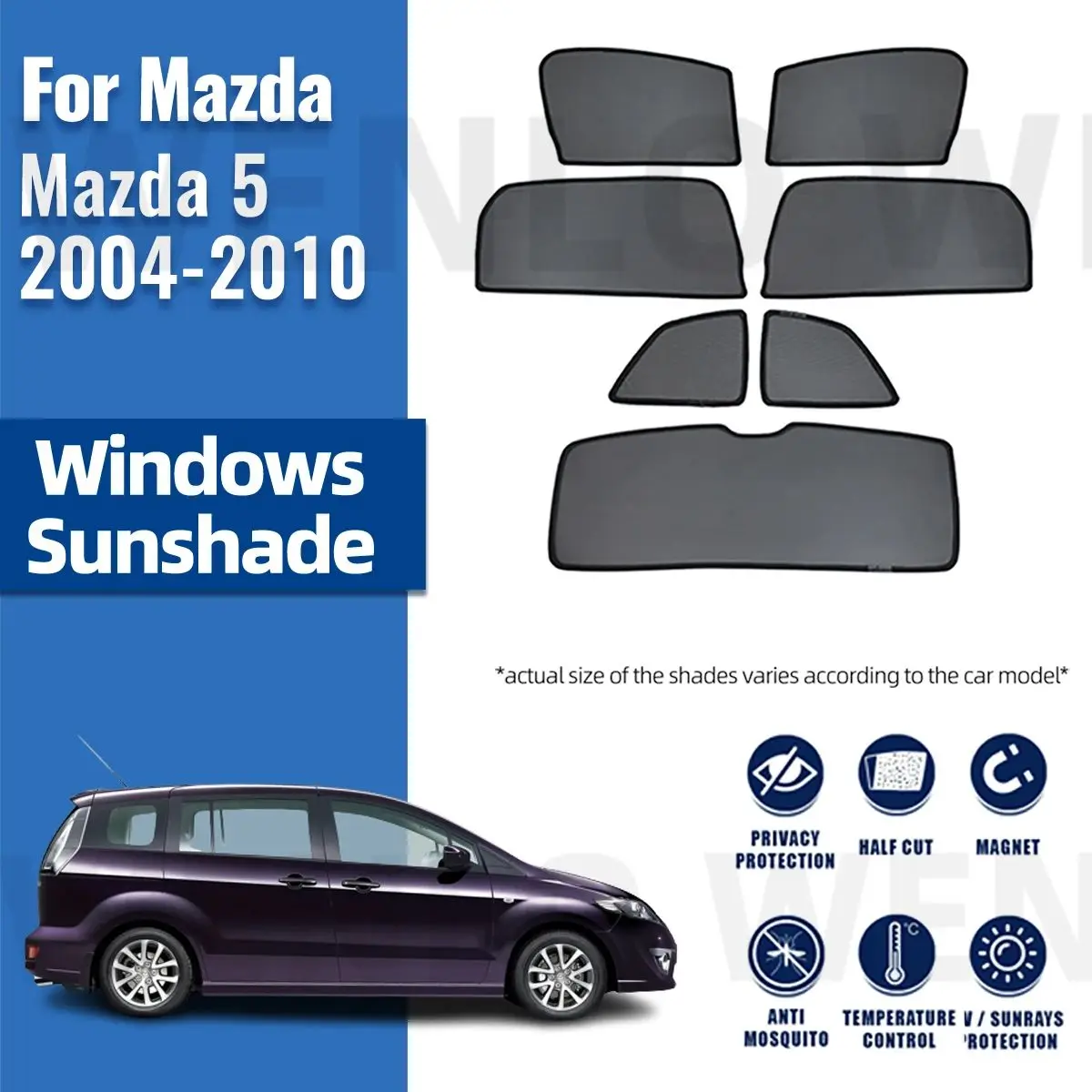 

For Mazda 5 CR 2004-2010 Mazda5 Magnetic Car Sunshade Shield Front Windshield Frame Curtain Rear Side Window Sun Shade