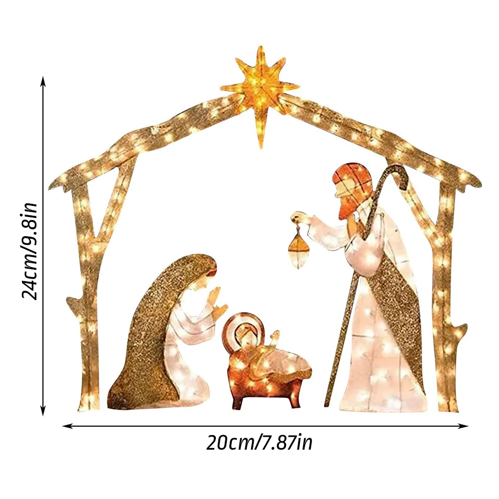 Lighteds Christmas Nativitys Scene Decorations Lightweight Parties Decorative Tool For Courtyard