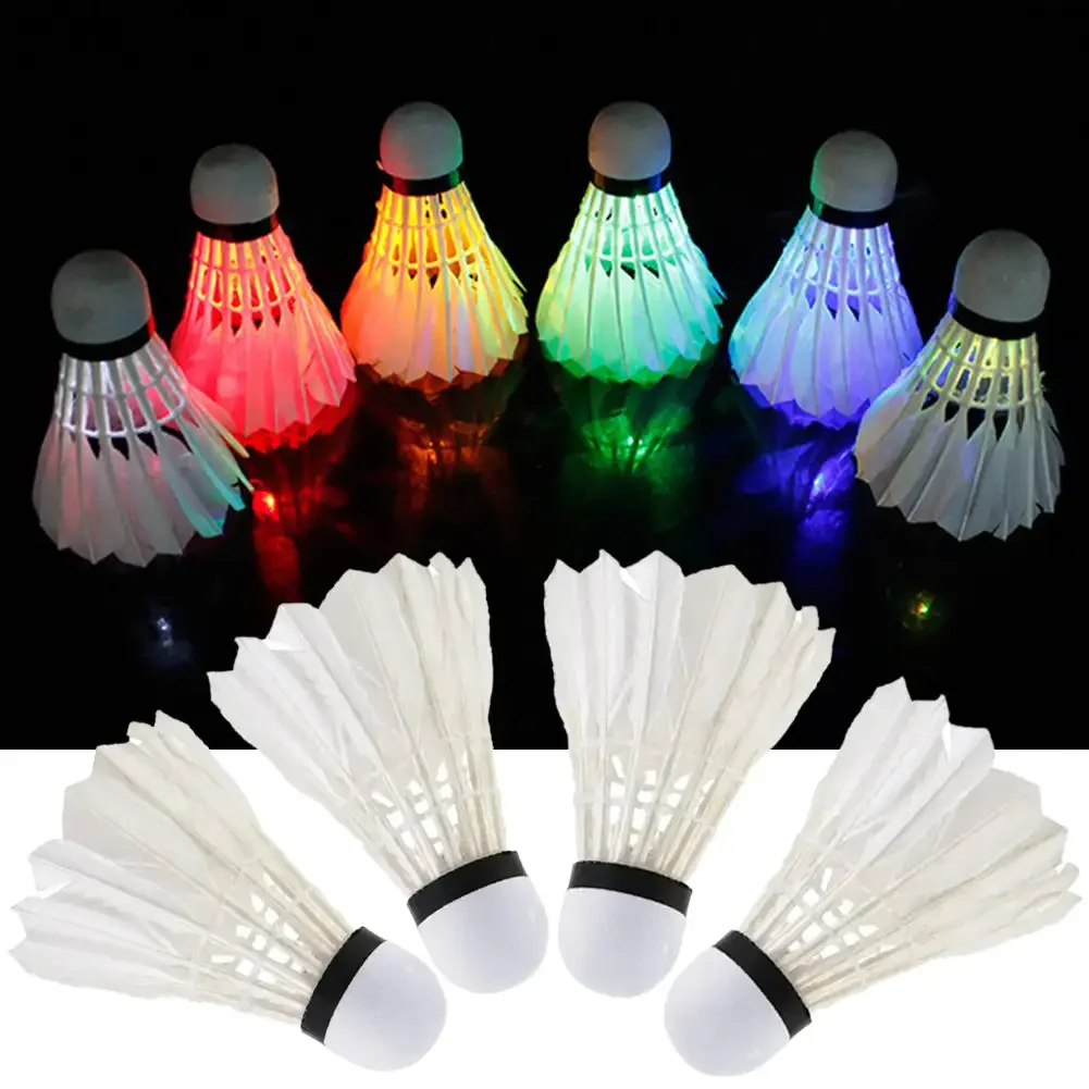 4Pcs Lighting Badminton Dark Night Colorful LED Lighting Sport Badminton Light Spot Shuttle cock Accessories shuttlecock