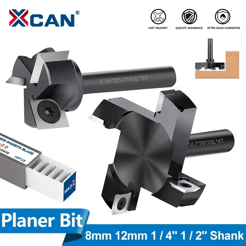 Punta per fresa per superficie Spoilboard, Punta per piallatrice per legno a 3 lame, Punte per fresa per superficie CNC con inserti in carburo su 4 lati, Punta per fresa per
