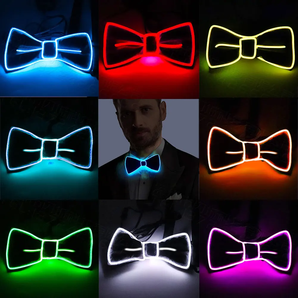 

Halloween Luminous Flashing Necktie LED Glowing Bow Tie Party Cosplay Costume Glow in The Dark Bow Tie for Masquerades Birthday